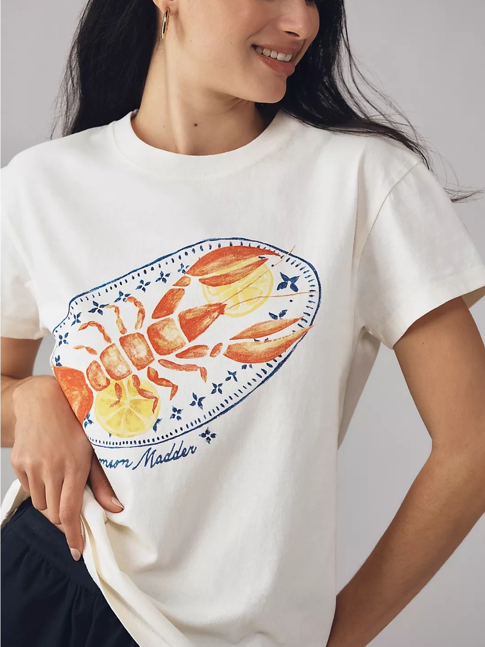 NWT Rare Damson Madder x Anthropologie Plate de Homard Shrunken Graphic Tee